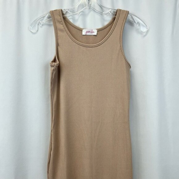 Jess Lea Womens Cara Bodycon Dress Brown Latte Ribbed Scoop Neck Sleeveless S - Picture 5 of 11